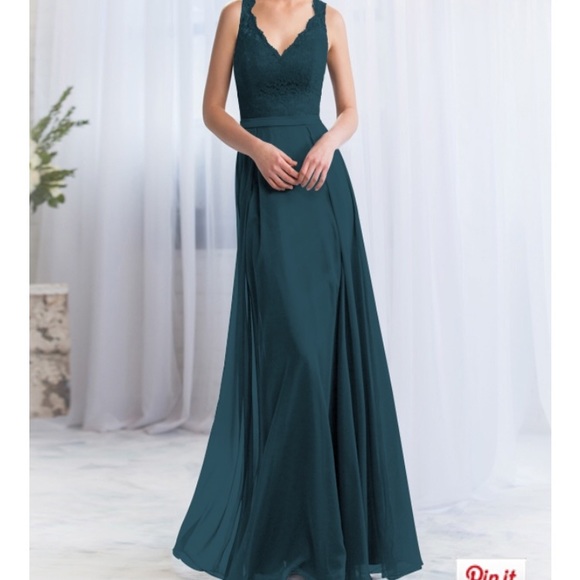 Jasmine Belsoie Dresses & Skirts - Jasmine Belsoie Teal Lace & Chiffon Gown